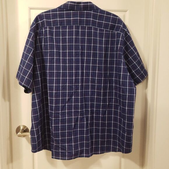 Tommy Hilfiger 2XL Men's Blue Orange Plaid Short Sleeve Collared Shirt - Picture 3 of 7